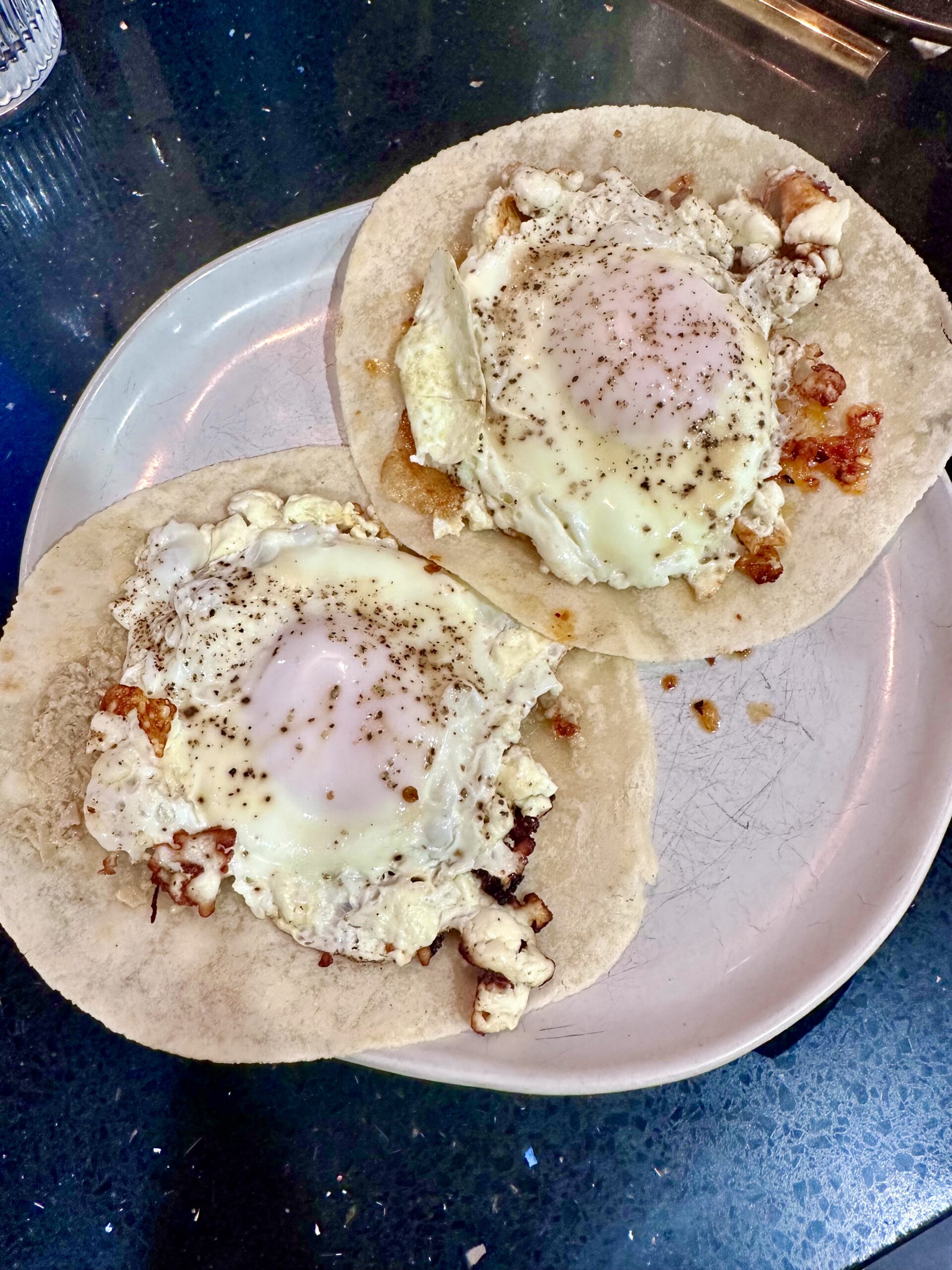 Cheesy breakfast tacos