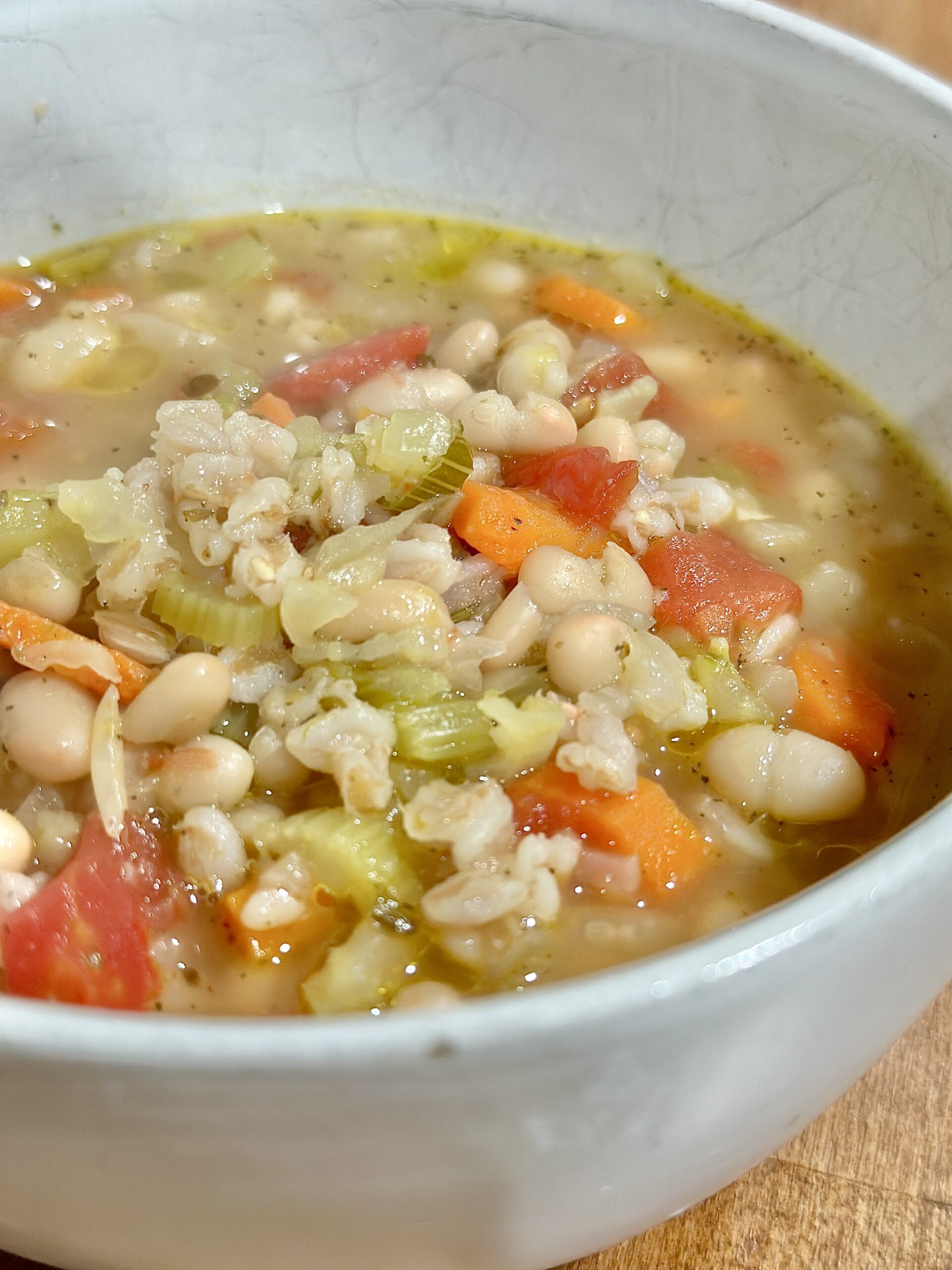 healthy soup with beans, vegetables and broth